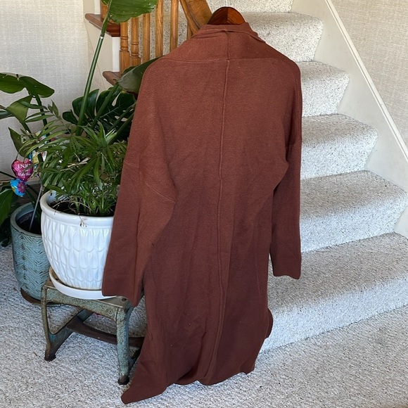 Anrabess Drapy Brown Open Front Chunky Soft Maxi Cardigan - Picture 7 of 14